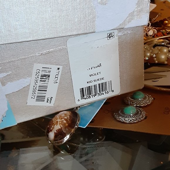 BRIAN ATWOOD PURPLE SUEDE LUCITE SHOES EURO 37 WOMANS HEELS - Picture 6 of 6